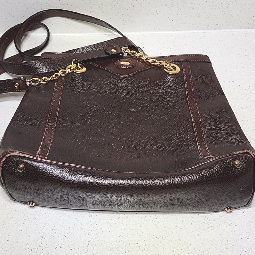 Bally Leather Brown Shoulder Bag, Double Straps. Made In Italy. - Picture 10 of 13
